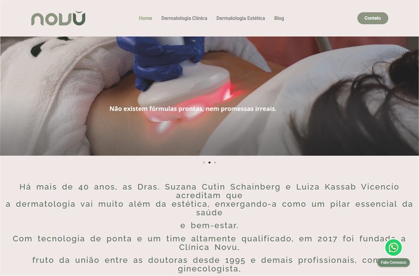 Site institucional da Clínica Novu criado pela BAM